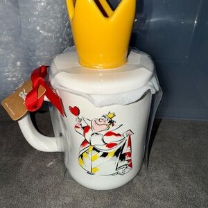 Rae Dunn White Mug with Yellow Crown Lid